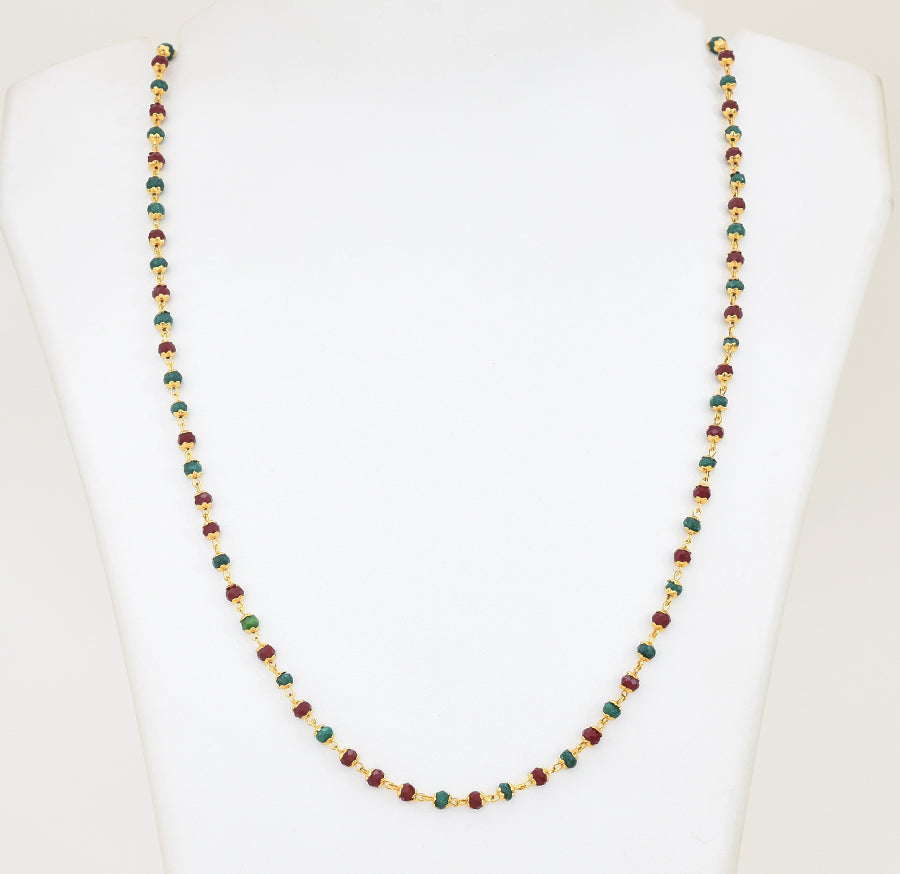 Maroon Green Crystal Chain 24 Inches - X021075