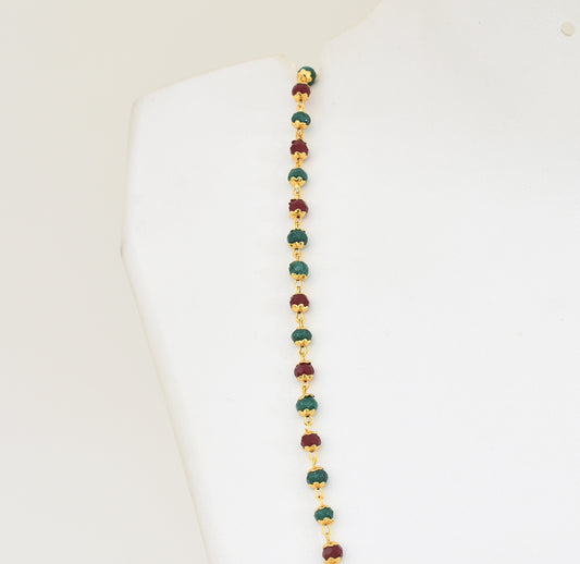 Maroon Green Crystal Chain 24 Inches - X021075