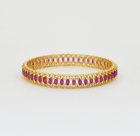 White Magenta Chervon Two Bangles - X061212