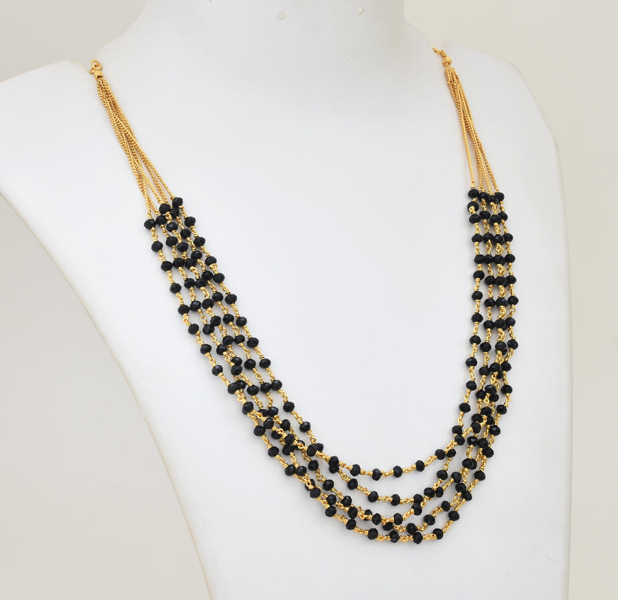 5 Layer Black Crystal Necklace - Y011245