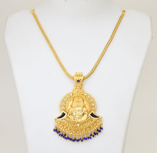 Big Kerala Traditional Kathakali Blue Pullinagam Palakka Locket with Chain - Y011239