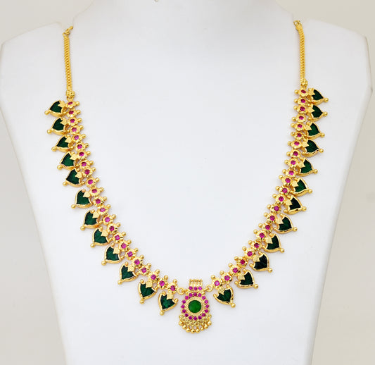 Traditional Green 24 Palakka Necklace - Y011238