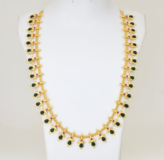 Green 35 Designer Droplet Palakka Long Necklace - Y021272