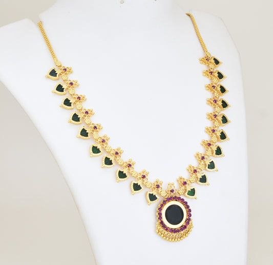 Traditional Green 20 Palakka Floral Necklace - Y021271
