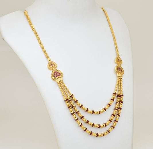 Three Layer Red Crystal Amora Necklace - Y021310