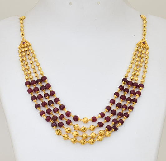 Maroon Four Layer Elke Necklace - Y02130