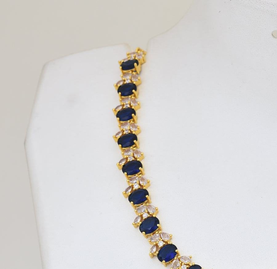 White Blue Avnita Necklace with Dangler - Y021301