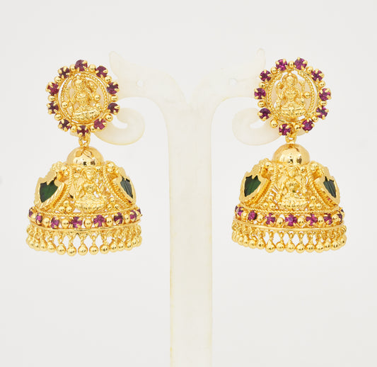Royal Green Palakka Lakshmi Big Jhumka - Y011249
