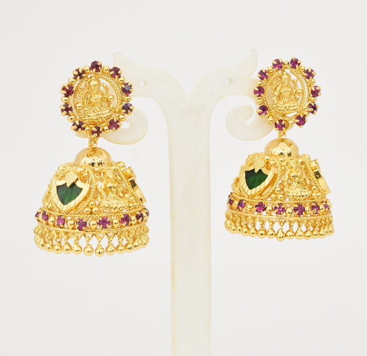 Royal Green Palakka Lakshmi Big Jhumka - Y011249