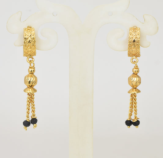 Black Crystal Glazing Hanging Hoop Earrings - Y101407