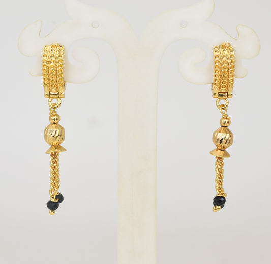 Black Crystal Dainty Hanging Hoop Earrings - Y101408