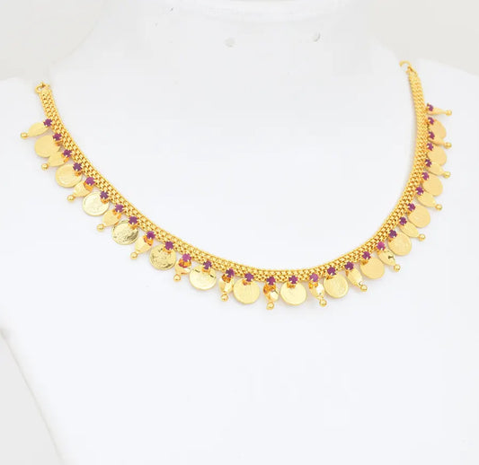 Magenta Lakshmy Small Kasu Short Necklace - X021086