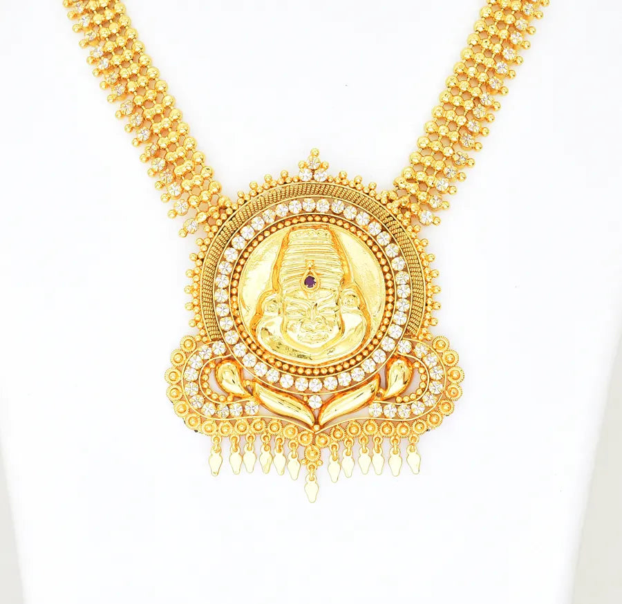 White Magenta Big Kathakali Traditional Short Necklace - W05823
