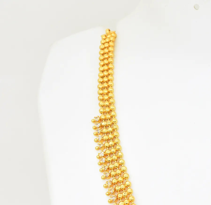 White Magenta Big Kathakali Traditional Short Necklace - W05823