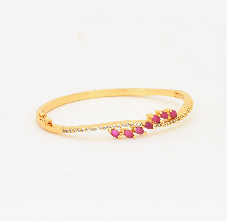 White Magenta Fern Open Bangle - W02755