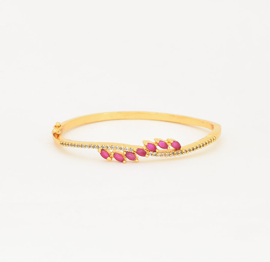 White Magenta Fern Open Bangle - W02755