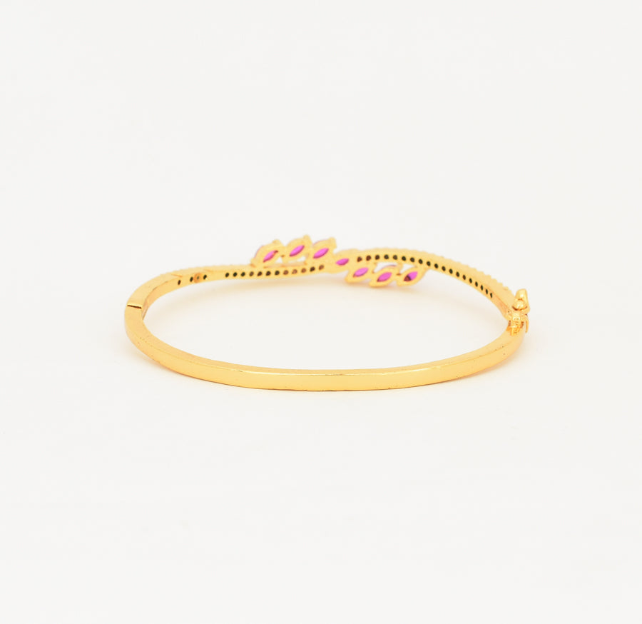 White Magenta Fern Open Bangle - W02755