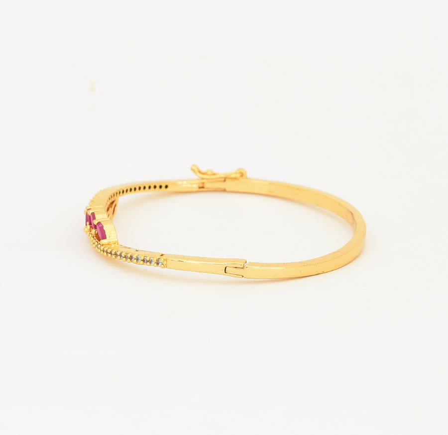 White Magenta Fern Open Bangle - W02755
