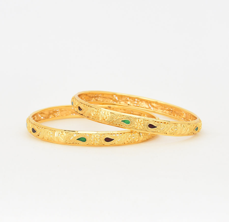 Red Green Enamel Jovia Two Bangles - W05832