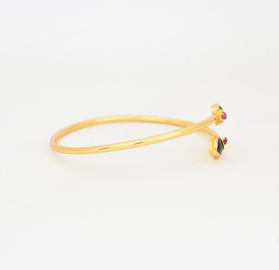 Green Droplet Palakka Open Bangle Adjustable - W121040