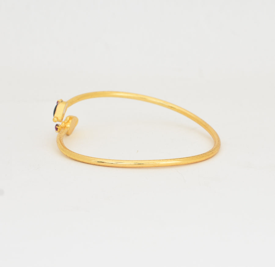 Green Droplet Palakka Open Bangle Adjustable - W121040