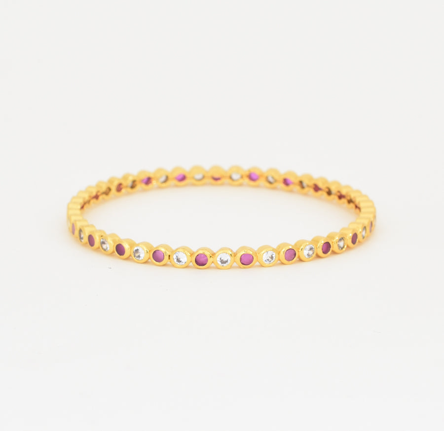 White Magenta Dainty Two Bangles - X021094