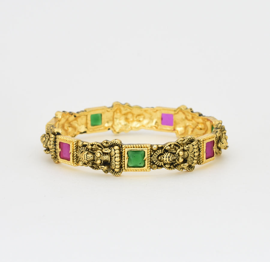 Antique Nagas Magenta Green Goddess Laxmi Two Bangles - X041154
