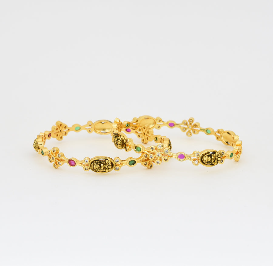 Antique Nagas Magenta Green Lekshmy Two Bangles - X041150