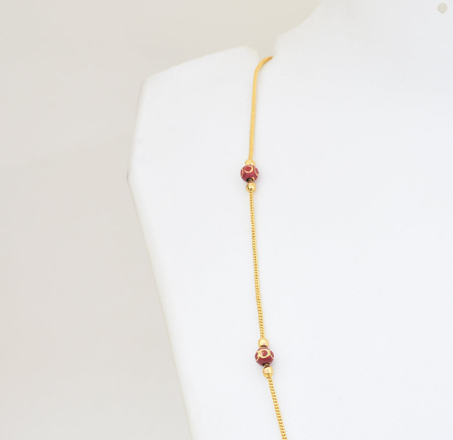 Red Enamel Designer Ball Chain 24 Inches - W121044