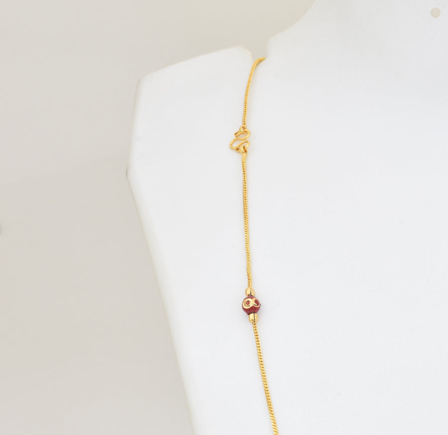 Red Enamel Designer Ball Chain 24 Inches - W121044