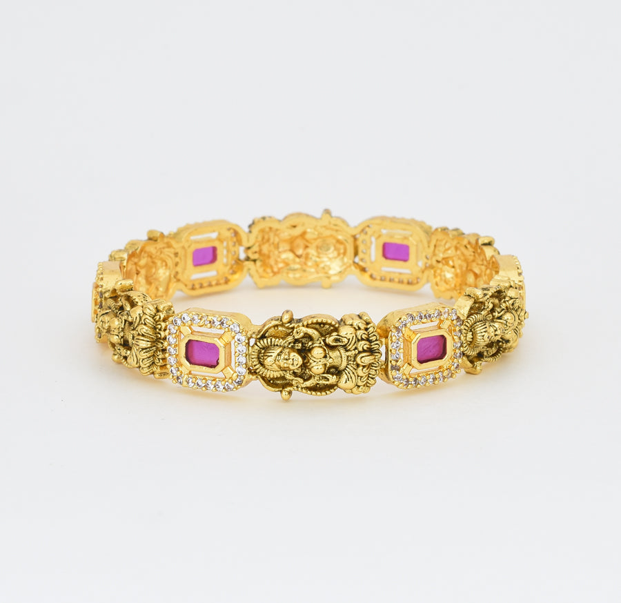 Antique Nagas Magenta Goddess Lakshmy Two Royal Bangles - X041160