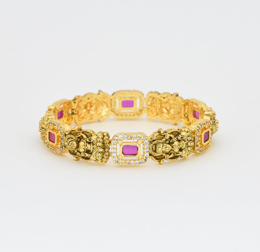 Antique Nagas Magenta Goddess Lakshmy Two Royal Bangles - X041160