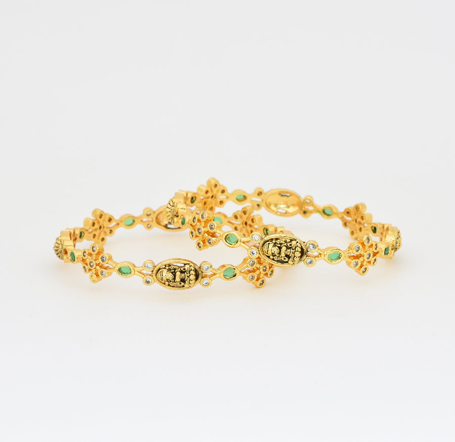 Antique Nagas Green Lekshmy Two Bangles - X041148