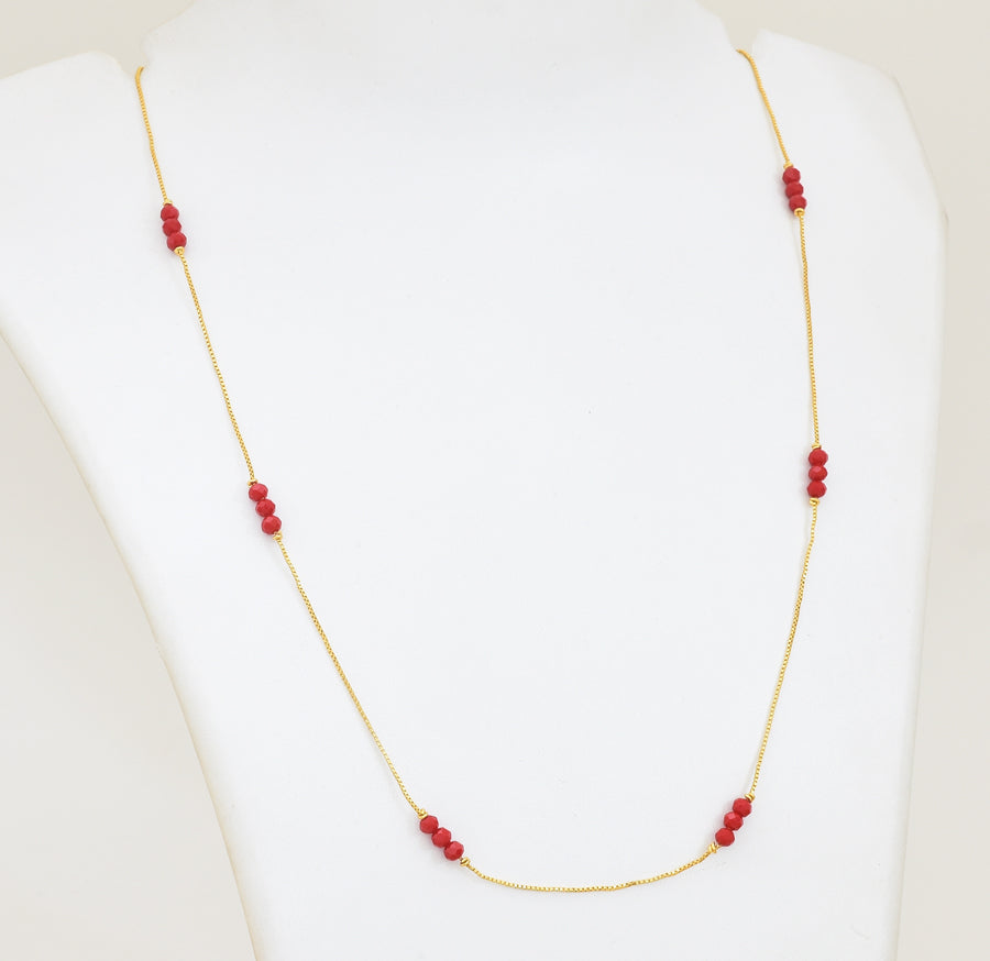 Tri Red Crystal Chain 24 Inches - X021073