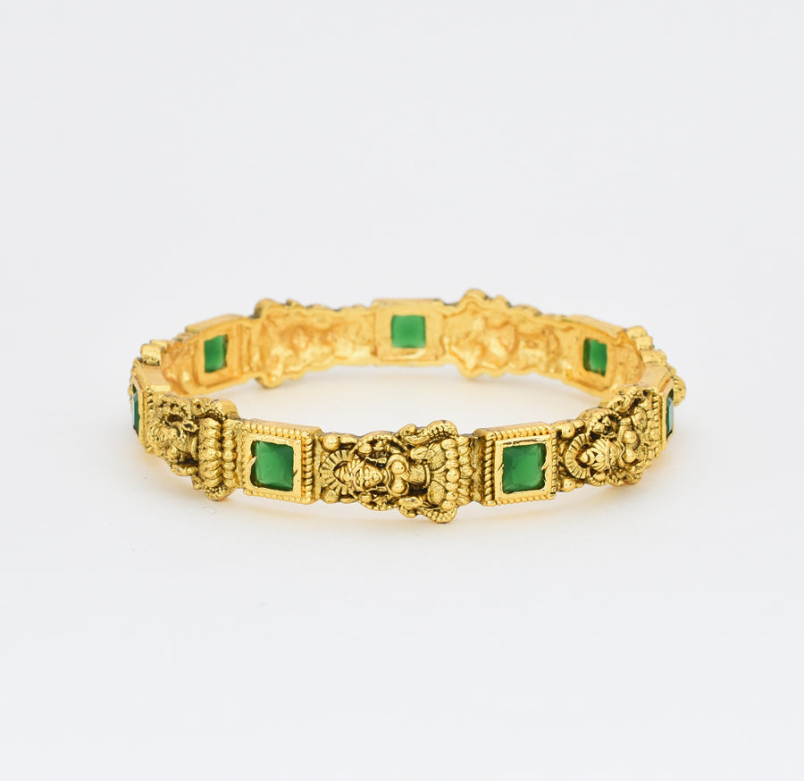 Antique Nagas Green Goddess Laxmi Two Bangles - X041152