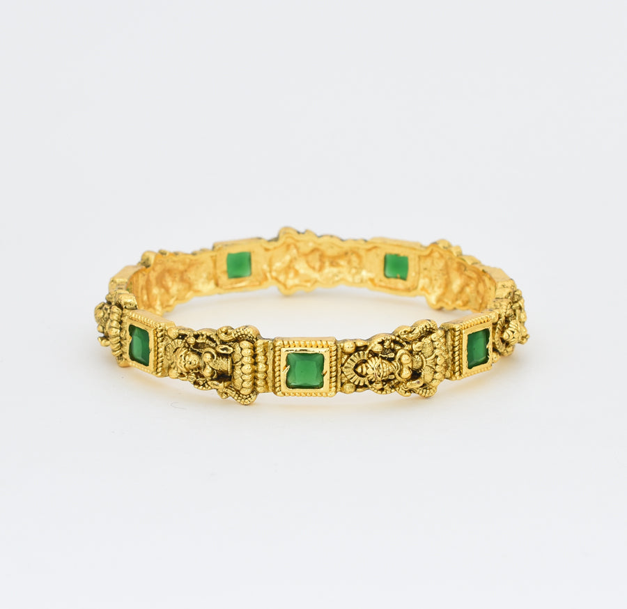 Antique Nagas Green Goddess Laxmi Two Bangles - X041152