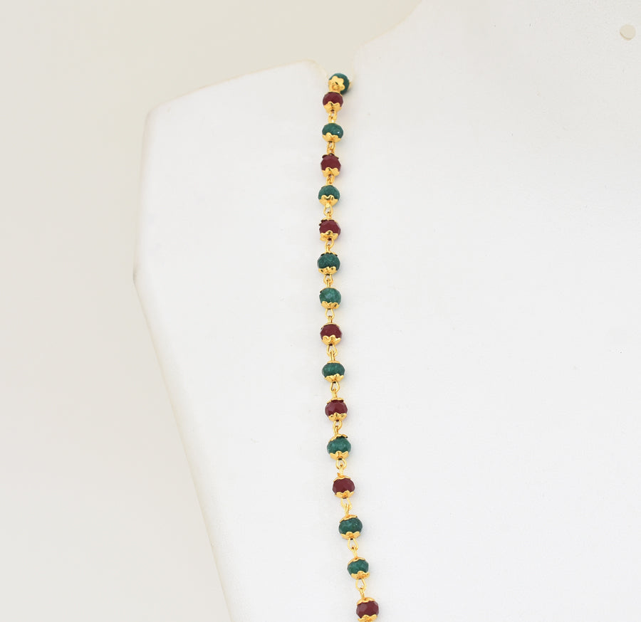 Maroon Green Crystal Chain 24 Inches - X021075