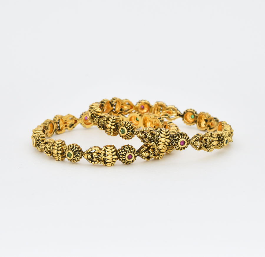 Antique Nagas Magenta Green Laxmi Two Bangles - X041151
