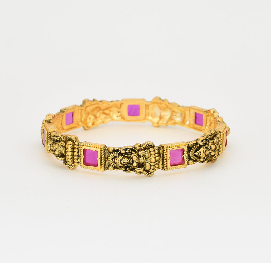 Antique Nagas Magenta Goddess Laxmi Two Bangles - X041153