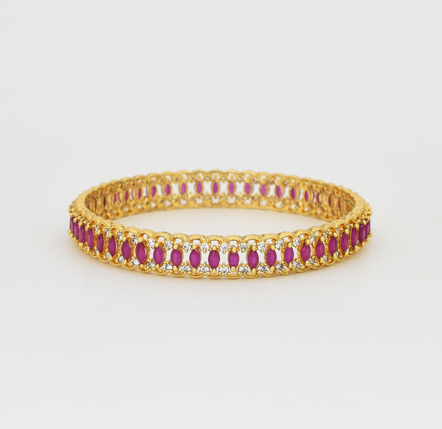 White Magenta Chervon Two Bangles - X061212