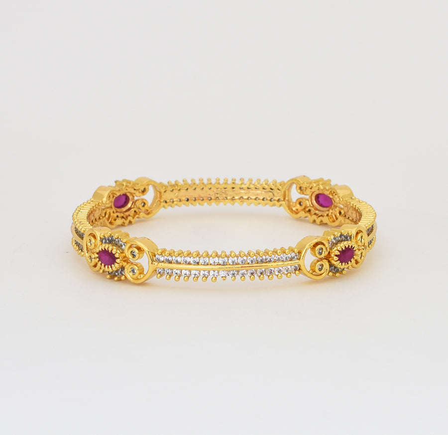 White Magenta Lucent Two Bangles - X061211