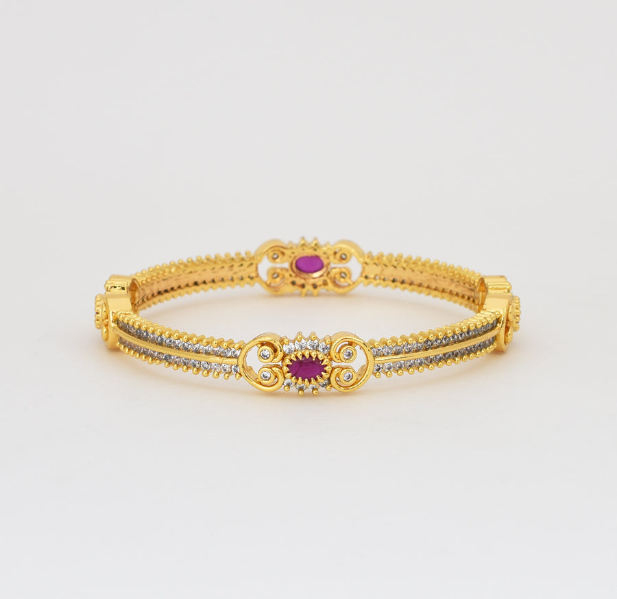 White Magenta Lucent Two Bangles - X061211