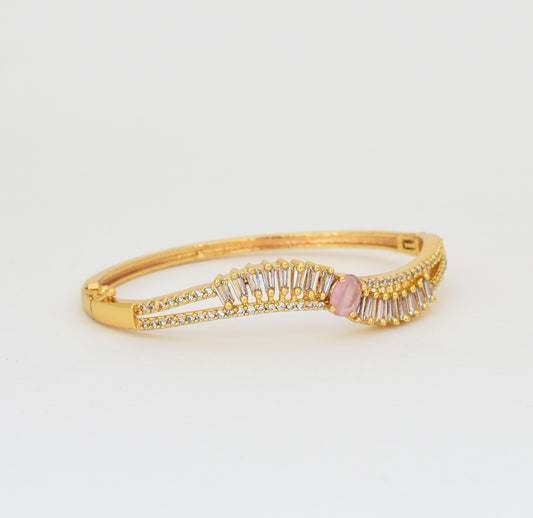 White Light Pink Entwined Open Bangle - X061205