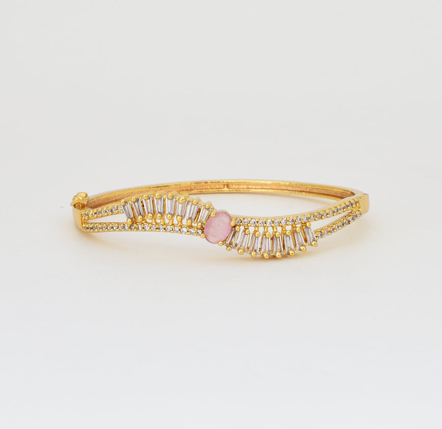 White Light Pink Entwined Open Bangle - X061205