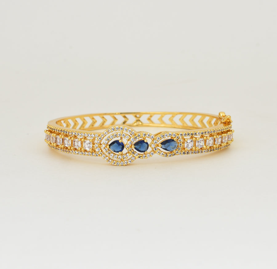 White Blue Troika Open Bangle - Y011257