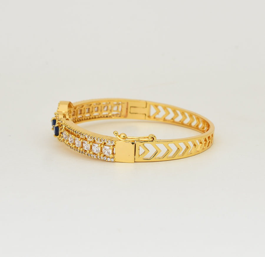 White Blue Troika Open Bangle - Y011257