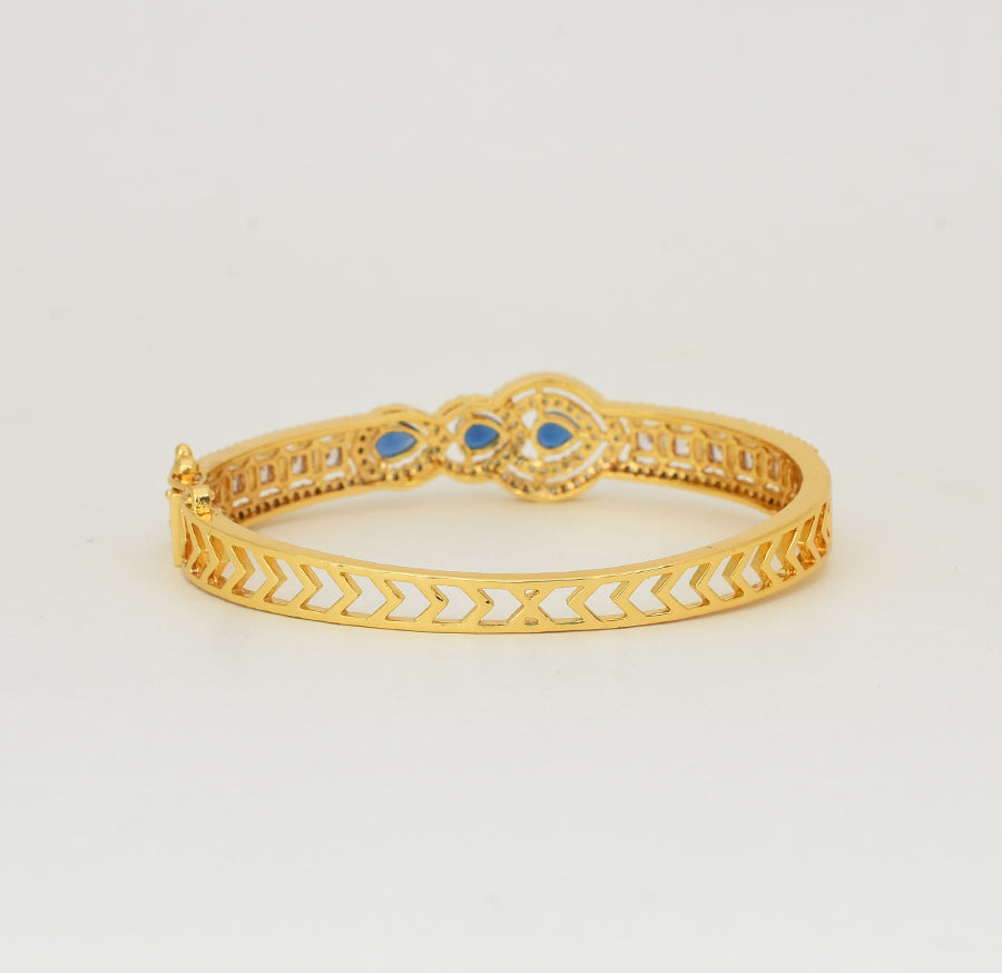 White Blue Troika Open Bangle - Y011257