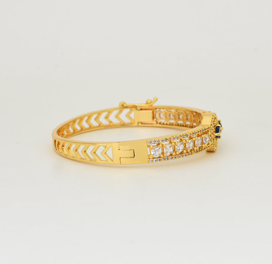 White Blue Troika Open Bangle - Y011257