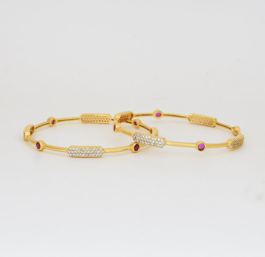 White Magenta Exquisite Two Bangles - Y021285