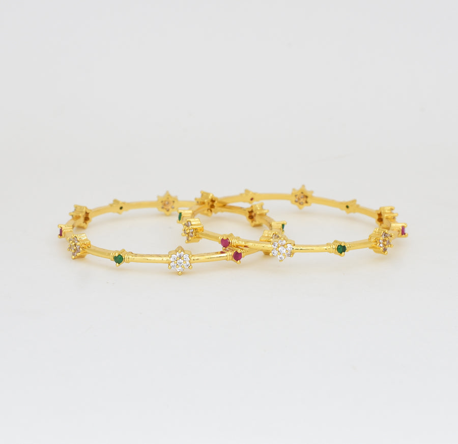 White Magenta Green Elaria Two Bangles - Y021277